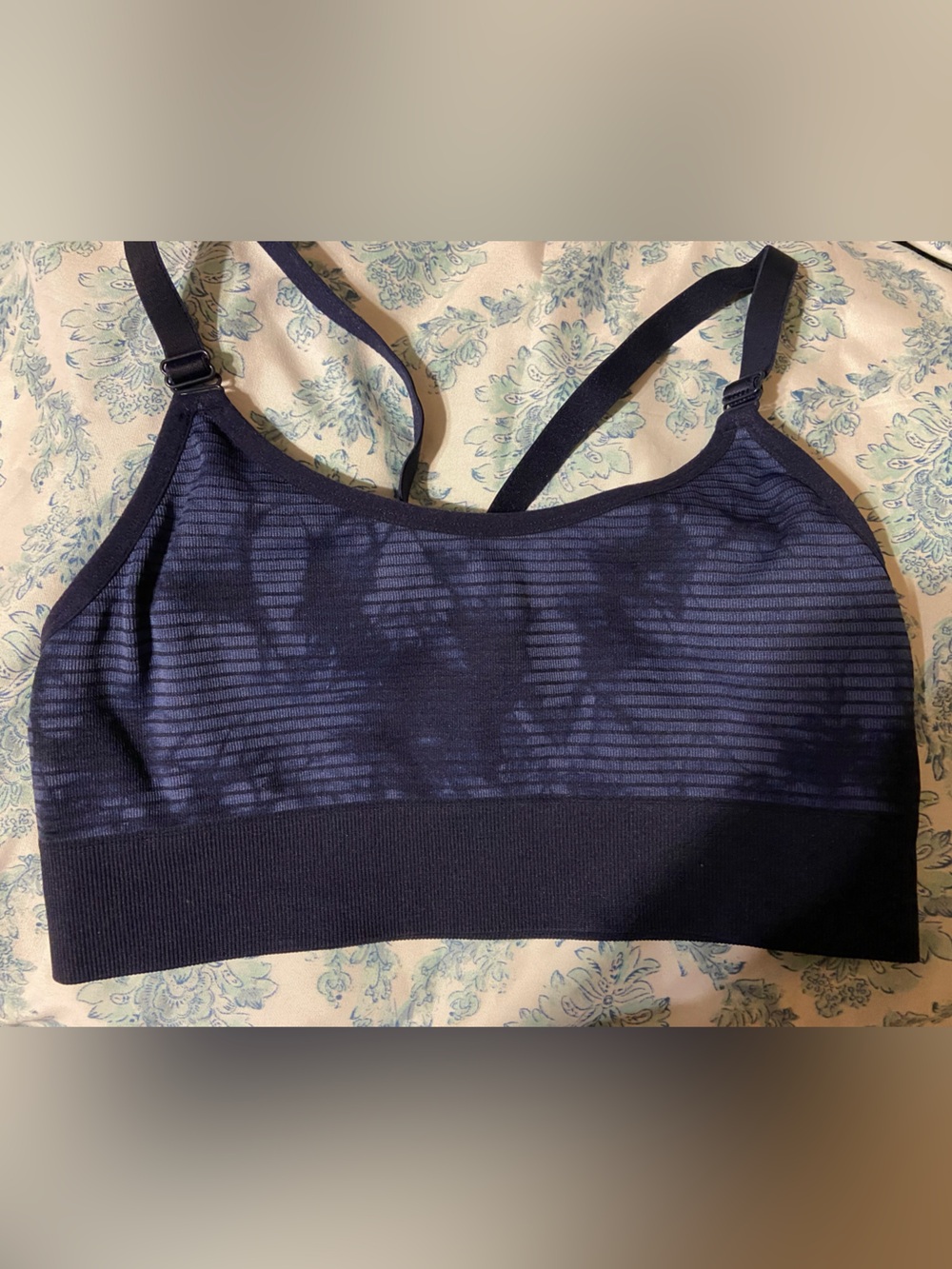 Tie-Dye Ribbed Seamless Bralette — Navy